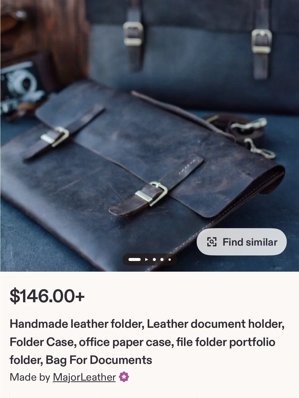 Brown Leather Men's Satchel/Folder - Classic Carry W/ Shoulder Strap.